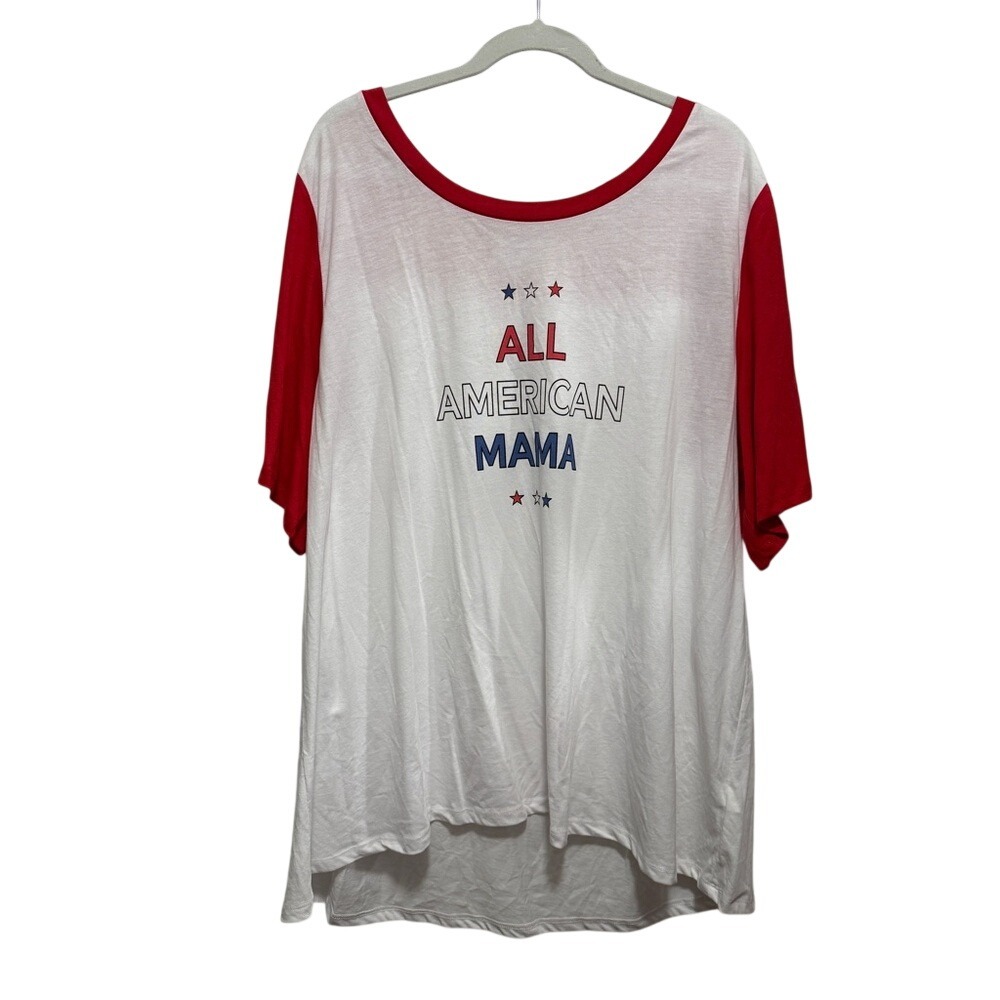 LuLaRoe Boyfriend Tee All American Mama Graphic T-Shirt Women 2XL Red White Blue